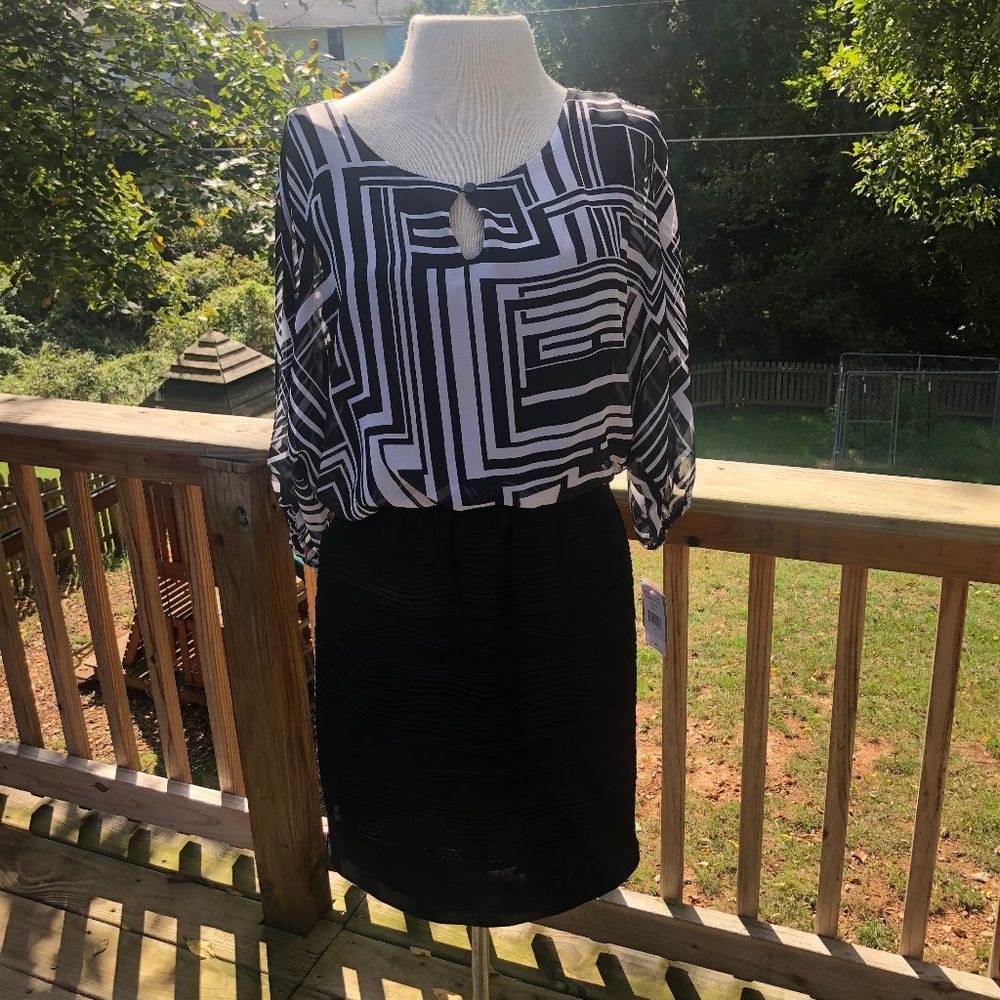 Danny & Nicole Black White Dress, NWT, Size 4